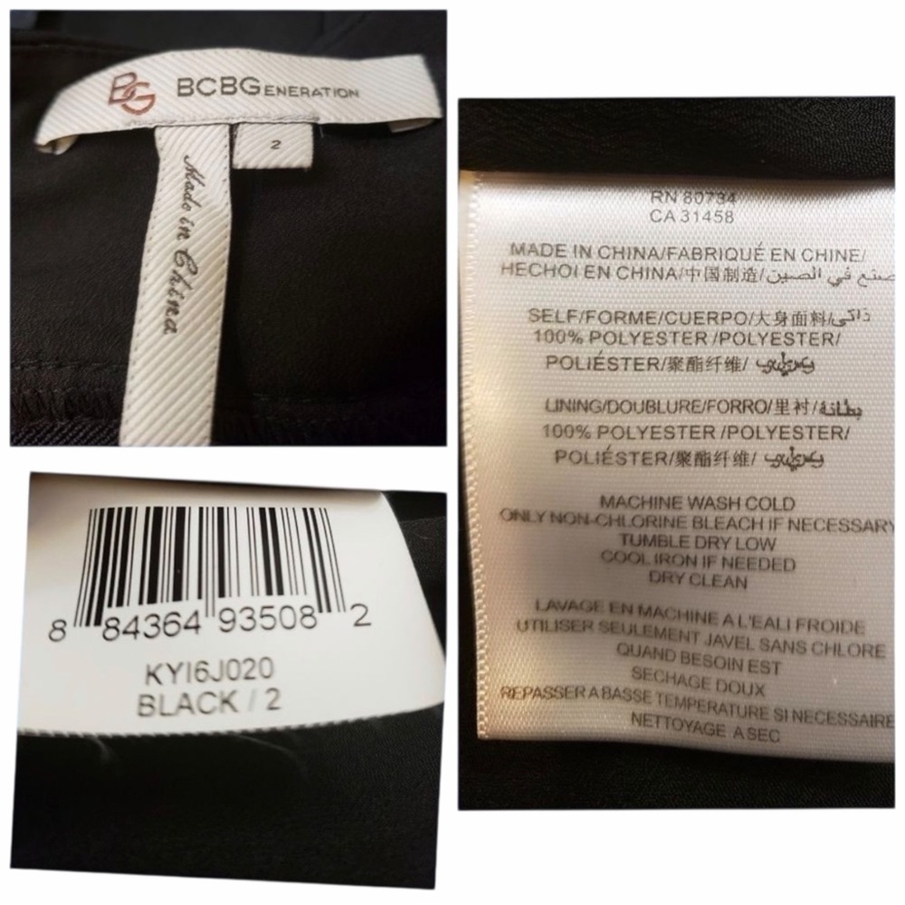 BCBGeneration One Shoulder Black Dress Size 2 Open Back Structured Cocktail - Picture 9 of 9